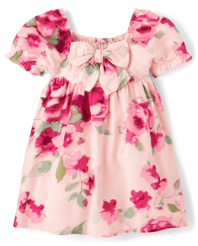 Robe à fleurs et nœud dans le dos pour petites filles
