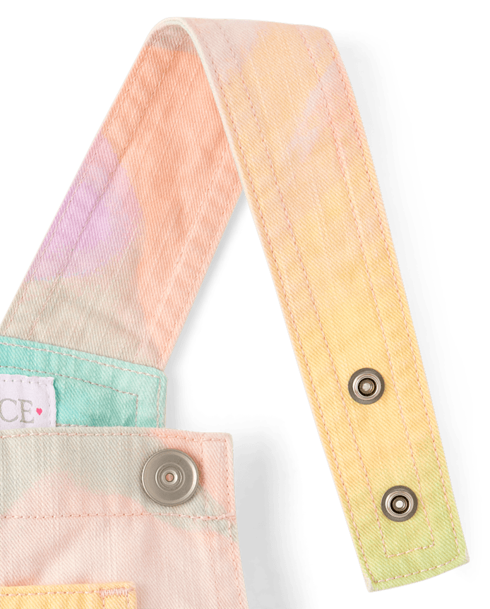 Girls Rainbow Marble Shortalls