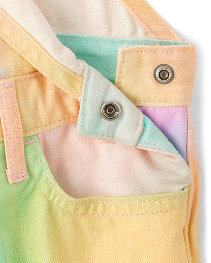 Girls Rainbow Marble Shortalls
