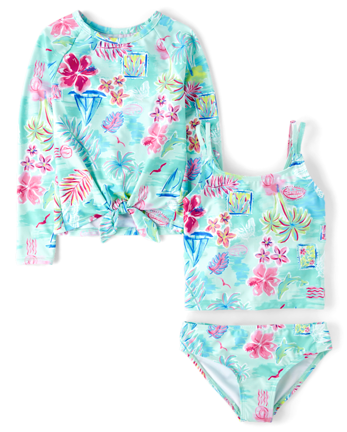 Maillot de bain 3 pièces Fille Tropical