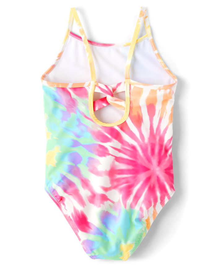 Girls Print Cross Back One Piece Swimsuit