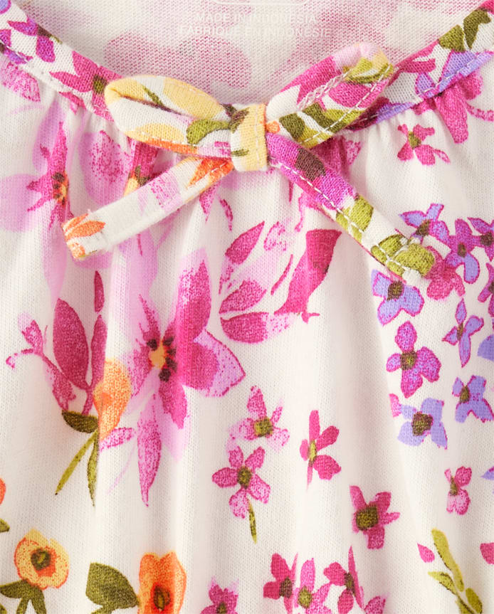 Girls Floral Puff Sleeve Dress