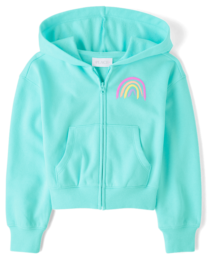 Girls Graphic Fleece Zip Up Hoodie
