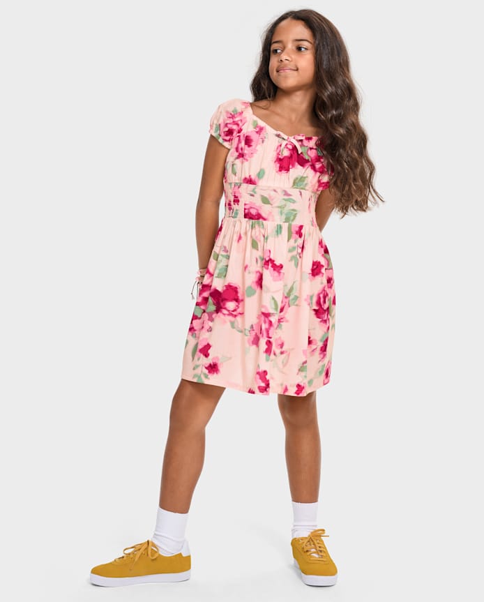 Robe à smocks fleurie pour fille
