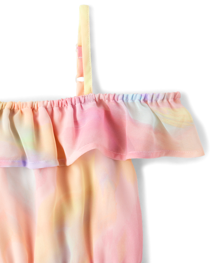 Fille arc-en-ciel Tie Dye Off Shoulder Robes