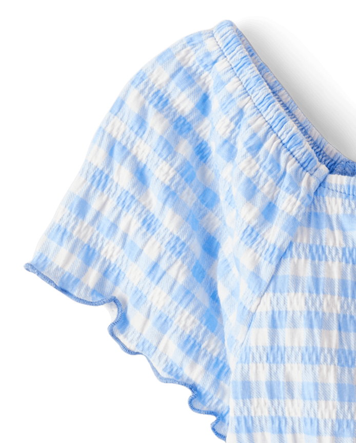 Haut à carreaux vichy smocks pour fille