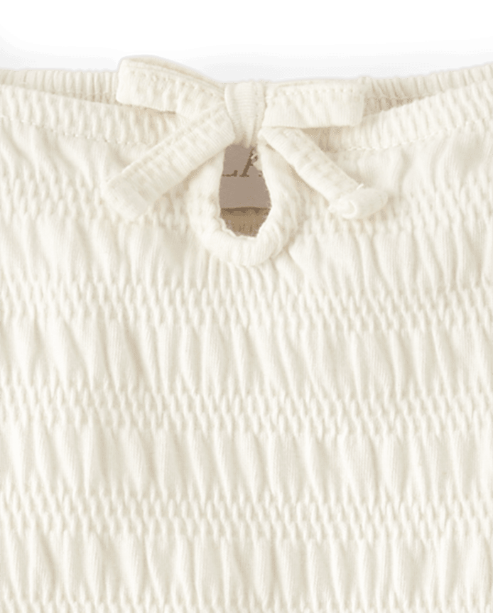 Girls Smocked Keyhole Top