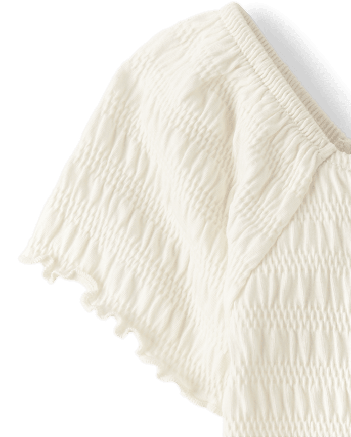 Girls Smocked Keyhole Top