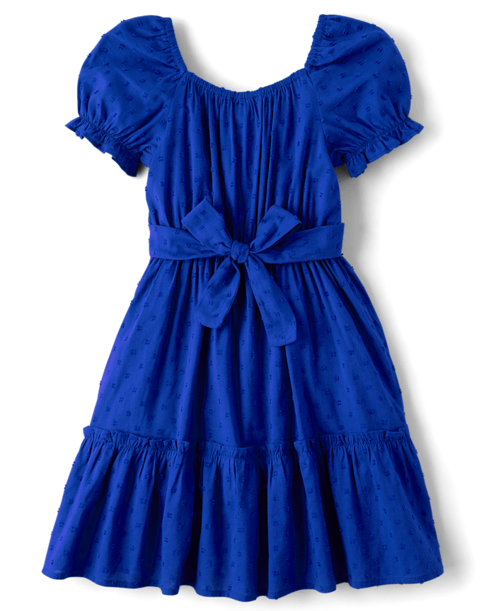 Girls Mommy And Me Bow Back Ruffle Dress