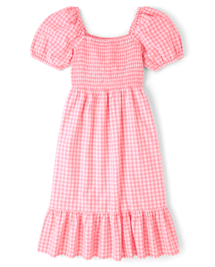 Womens Mommy And Me Gingham Poplin Smocked Tiered Dress