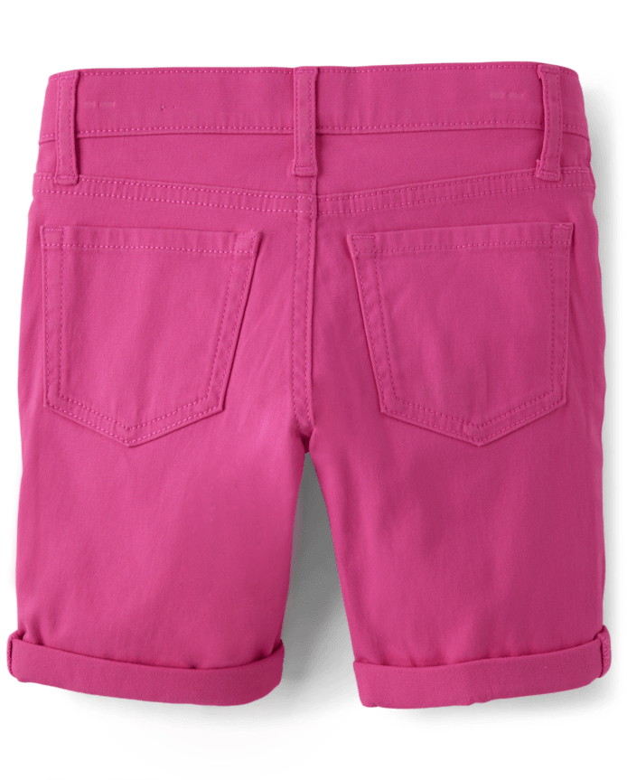 Girls Roll Cuff Twill Skimmer Shorts