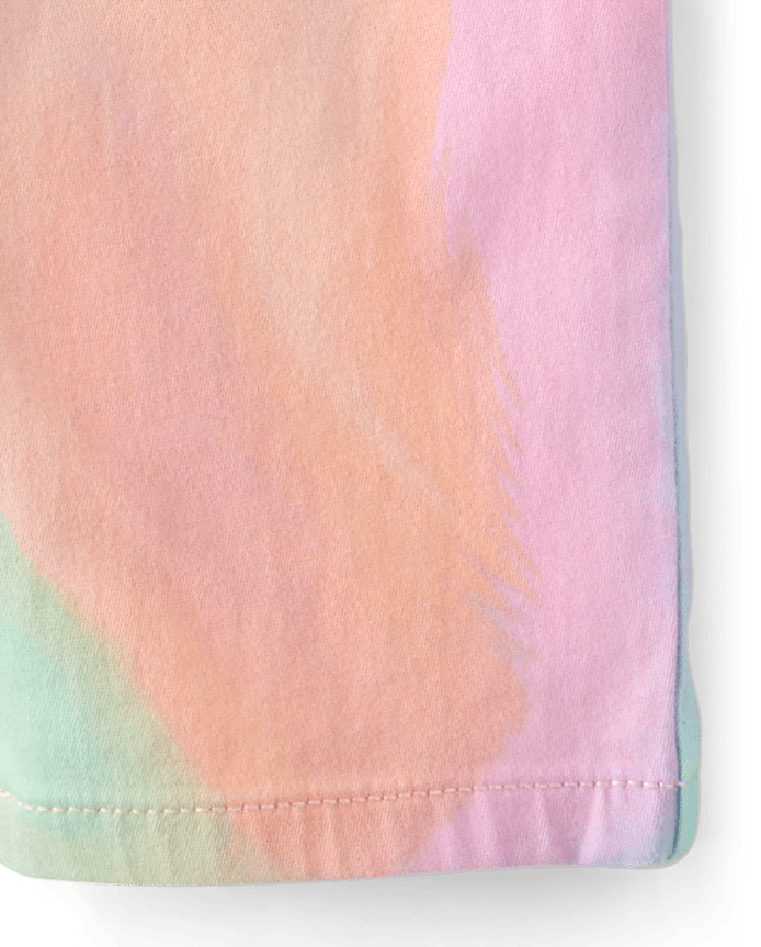 Shorty court en sergé tie-dye arc-en-ciel pour filles