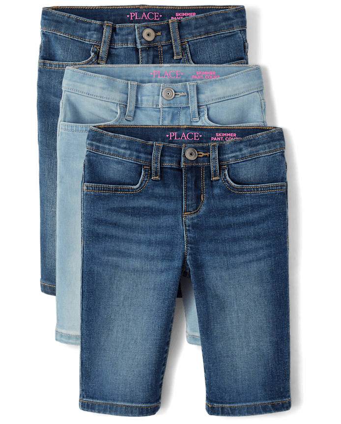 Girls Denim Skimmer Shorts 3-Pack