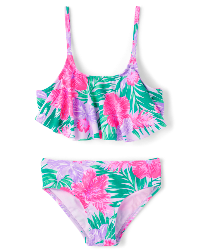 Tween Girls Floral Ruffle Bikini Swimsuit