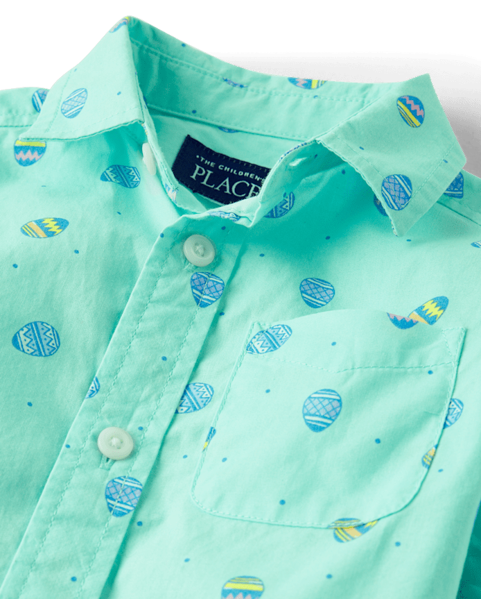 Baby And Toddler Boys Easter Egg Poplin Button Up Shirt