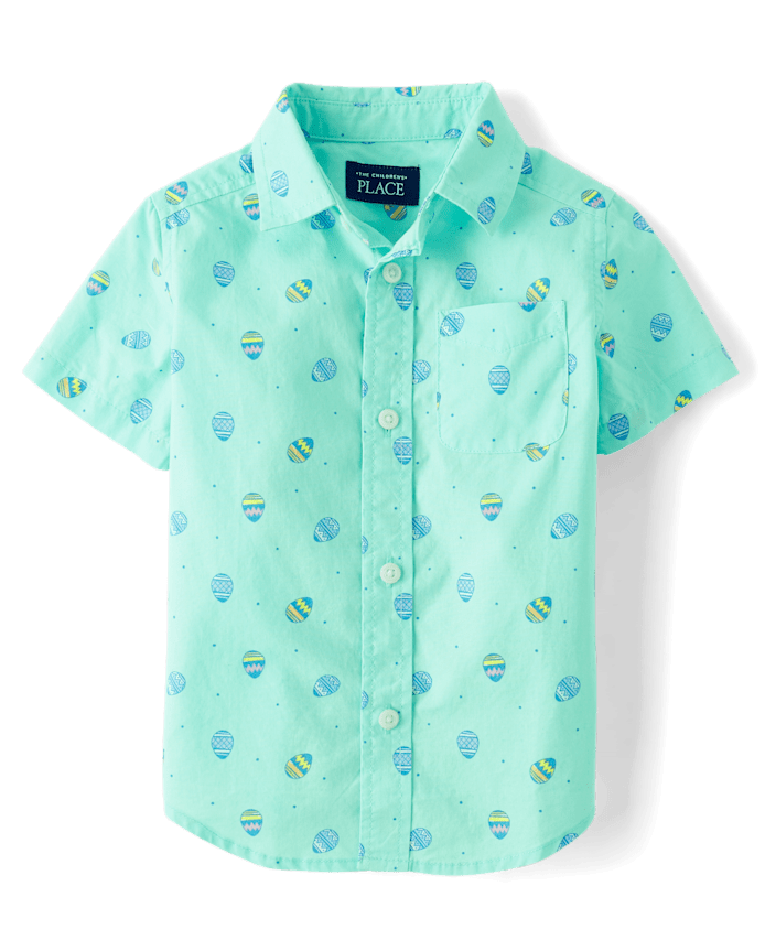 Baby And Toddler Boys Easter Egg Poplin Button Up Shirt