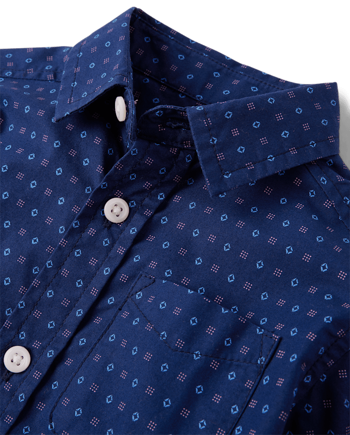 Baby And Toddler Boys Print Poplin Button Up Shirt