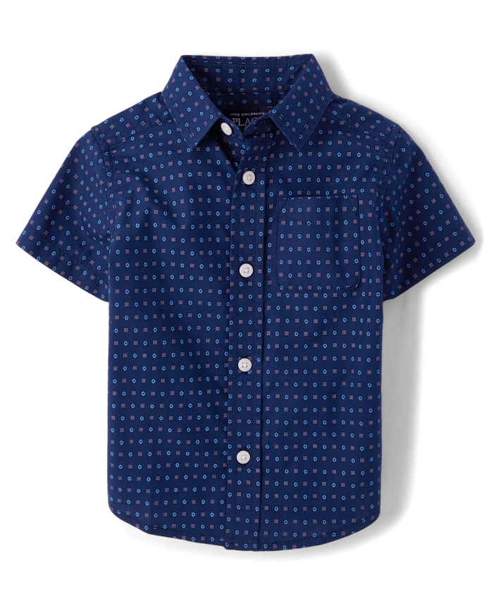 Baby And Toddler Boys Print Poplin Button Up Shirt