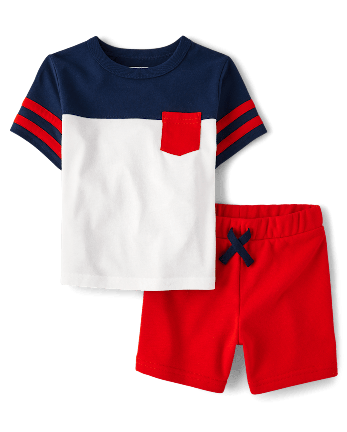 Baby And Toddler Boys Colorblock 2-Piece Outfit Set