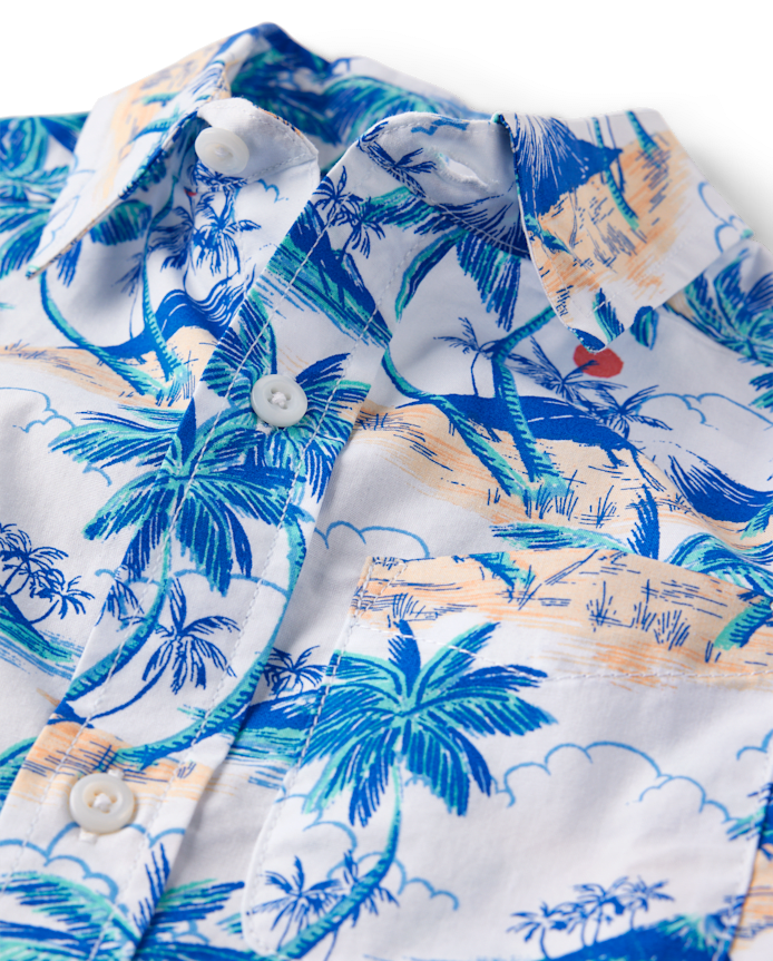Chemise boutonnée en popeline tropicale pour garçon