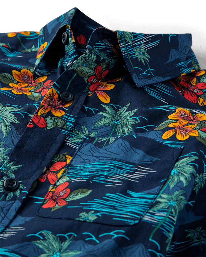Boys Tropical Poplin Button Up Shirt