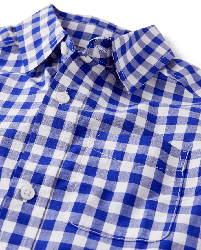 Boys Dad And Me Gingham Poplin Button Up Shirt