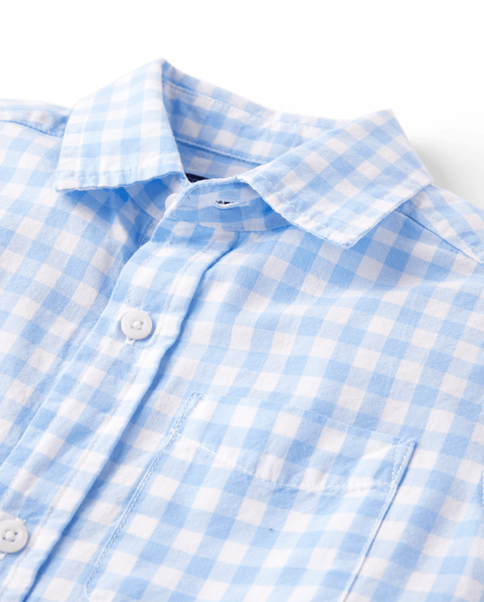 Boys Dad And Me Gingham Poplin Button Up Shirt