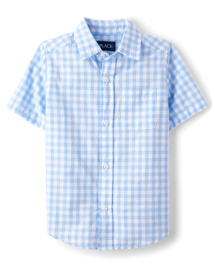 Boys Dad And Me Gingham Poplin Button Up Shirt