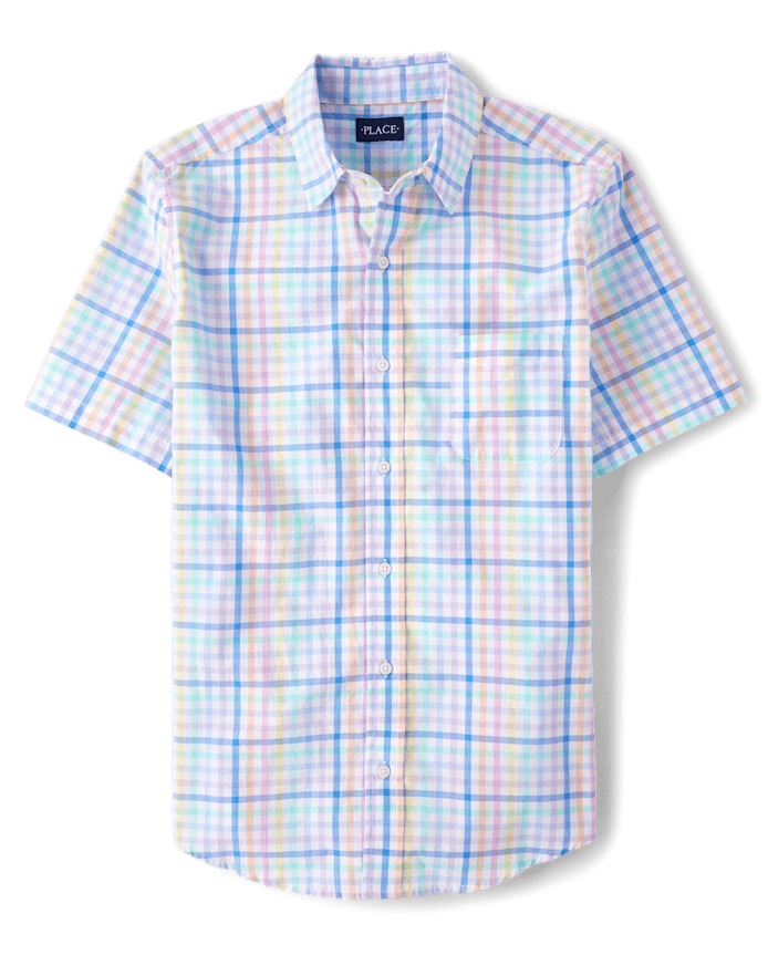 Mens Dad And Me Gingham Poplin Button Up Shirt