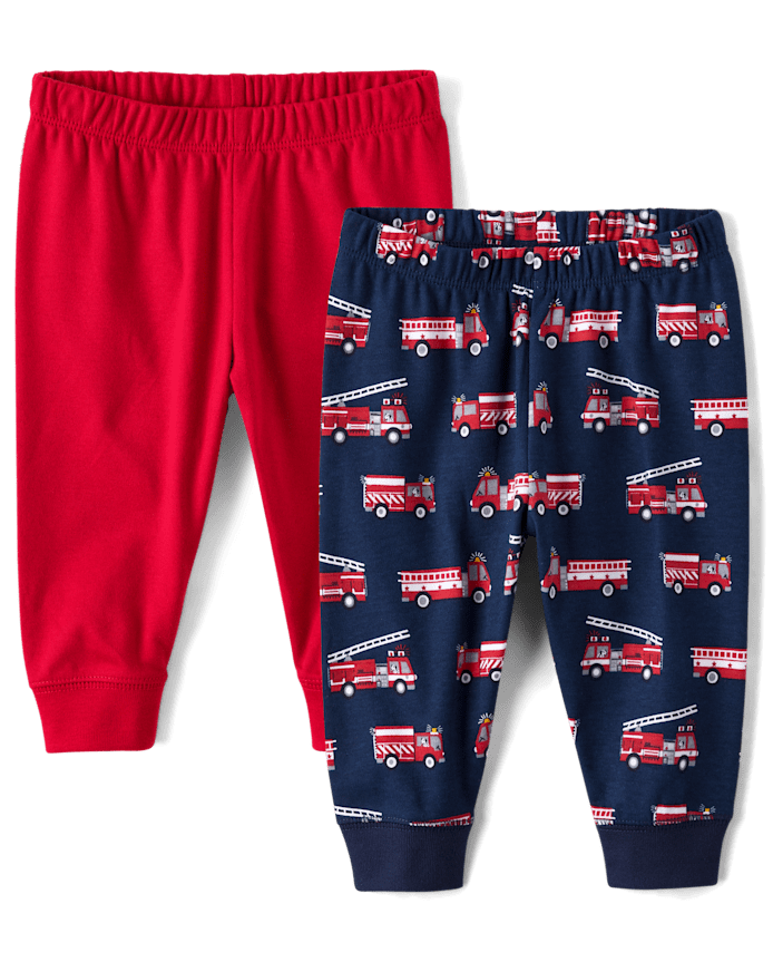 Lot de 2 pantalons camion pompiers pour bébé garçon