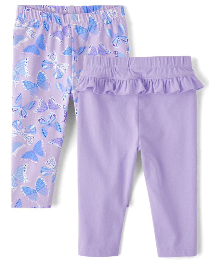 Baby Girls Butterfly Ruffle Leggings 2-Pack