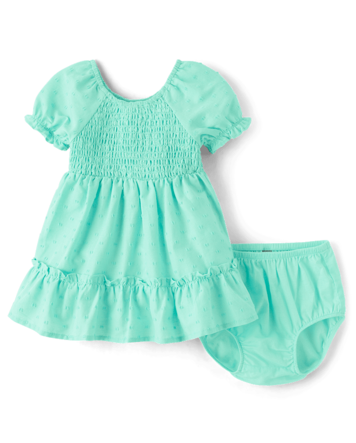 Baby Girls Mommy And Me Smocked Ruffle Dress