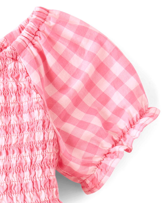 Baby Girls Mommy And Me Gingham Poplin Smocked Ruffle Dress
