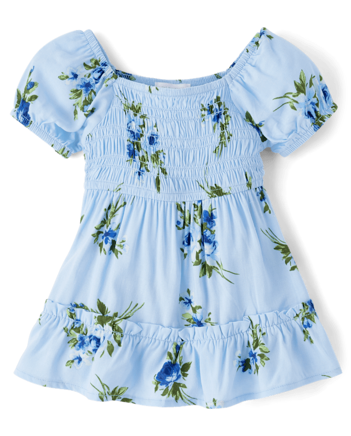 Baby Girls Mommy And Me Floral Smocked Ruffle Dress