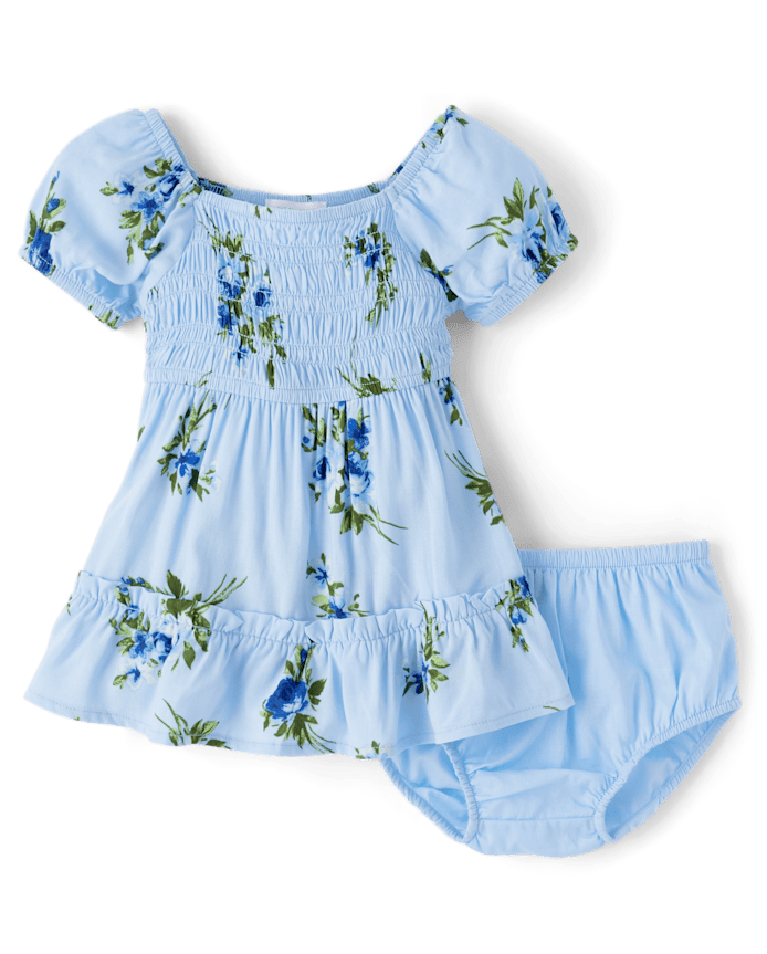 Baby Girls Mommy And Me Floral Smocked Ruffle Dress