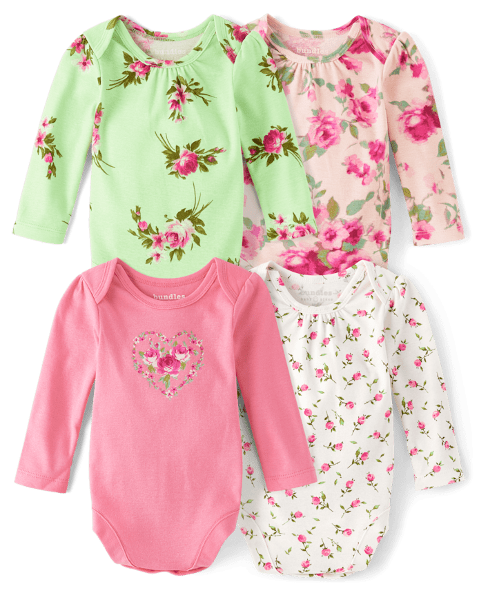 Baby Girls Floral Bodysuit 4-Pack