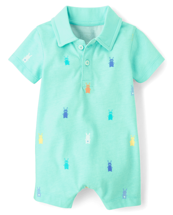 Baby Boys Bunny Polo Romper
