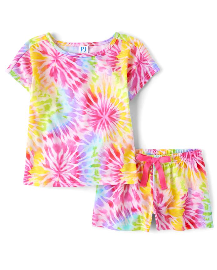 Girls Rainbow Tie Dye Pajamas