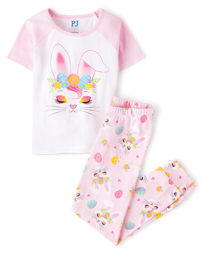 Girls Bunny Snug Fit Cotton Pajamas