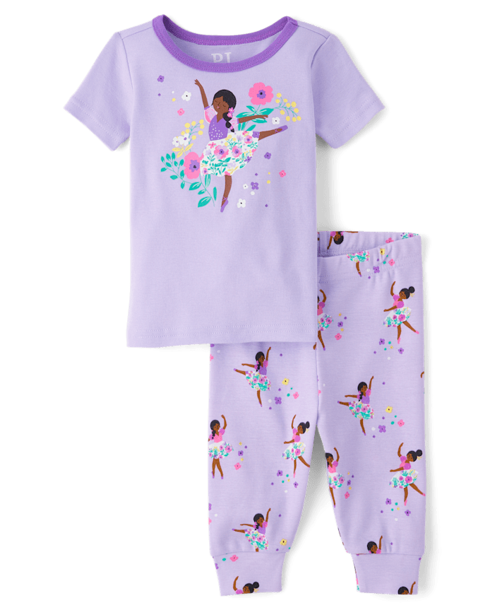 Pyjama ballerine en coton ajusté pour bébés et petites filles