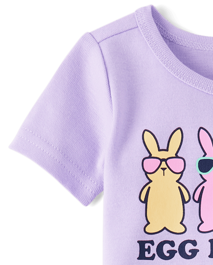 Pyjamas en coton ajustés assortis pour bébés et petites filles, motif « équipe de chasse aux œufs »