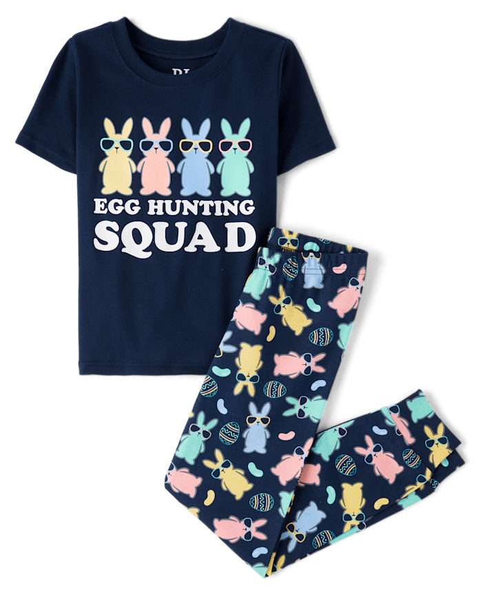 Boys Matching Family Egg Hunting Squad Snug Fit Cotton Pajamas