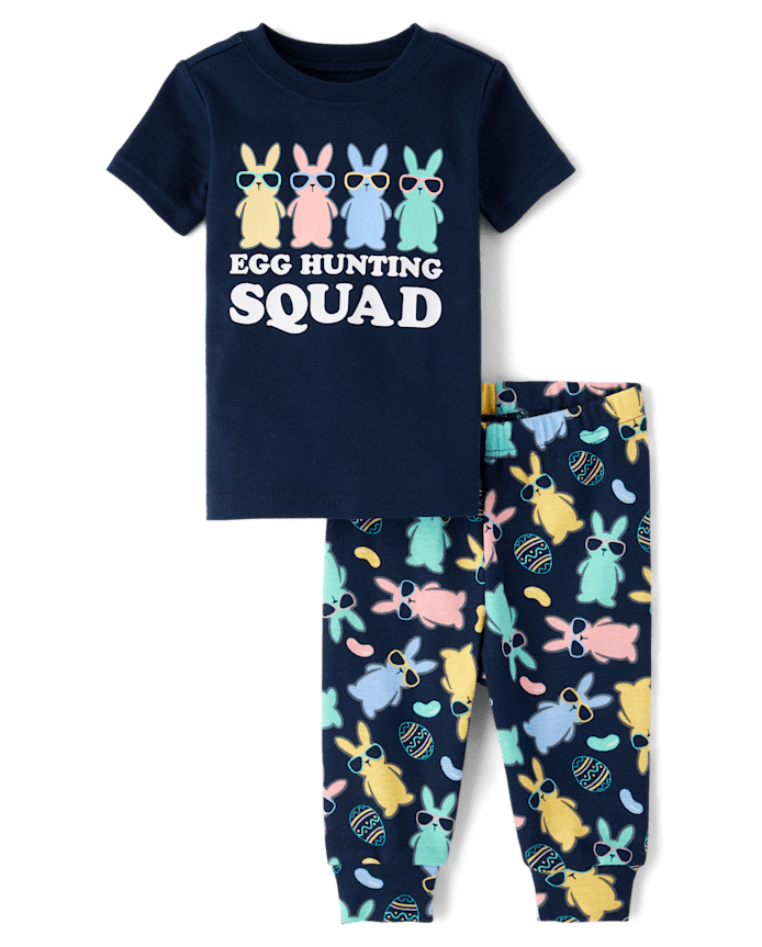 Baby And Toddler Boys Matching Family Egg Hunting Squad Snug Fit Cotton Pajamas