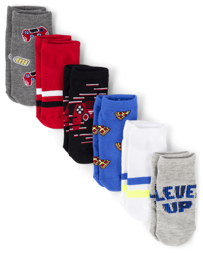 Boys Gamer Ankle Socks 6-Pack