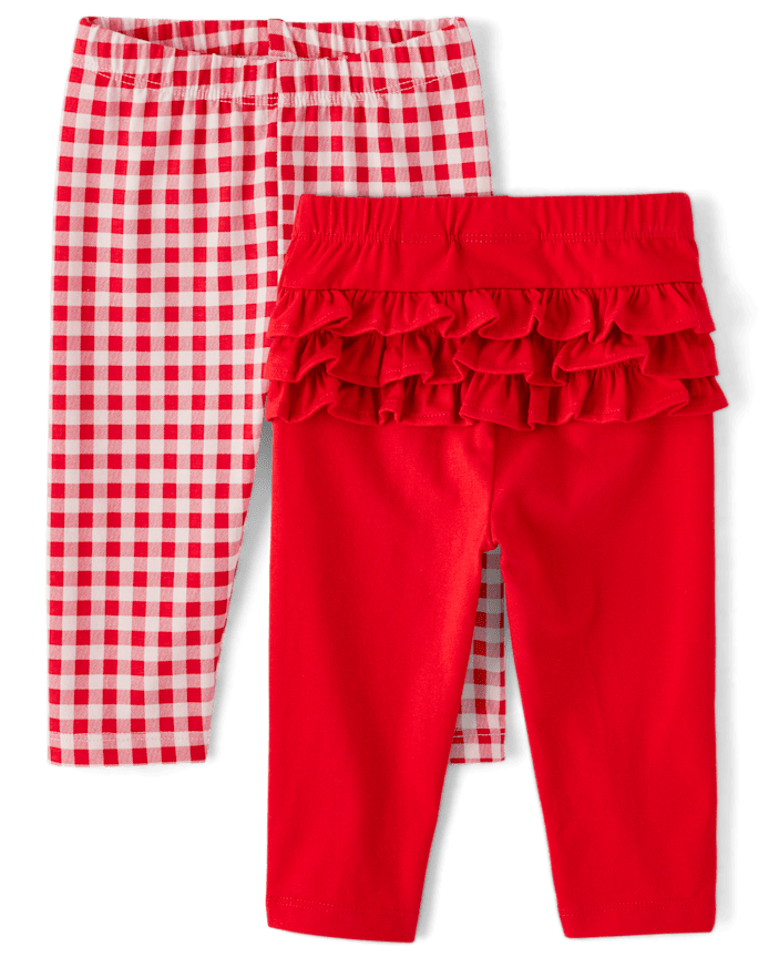 Baby Girls Gingham Ruffle Leggings 2-Pack