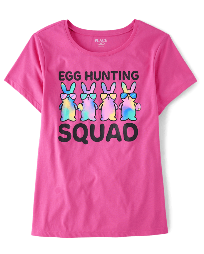 Womens Matching Family Easter Egg Hunting Squad Graphic Tee