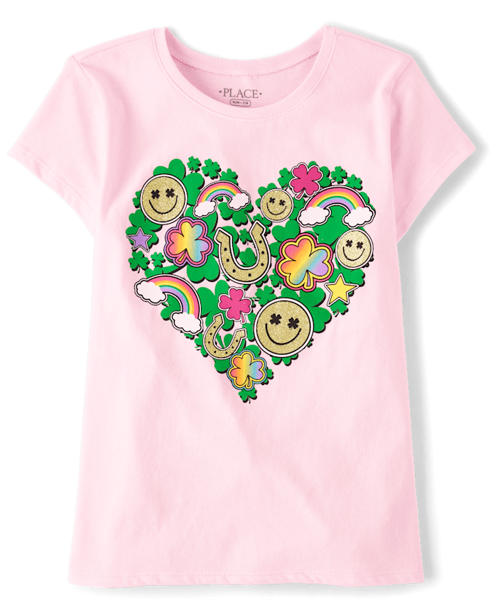Girls St. Patrick's Day Heart Graphic Tee