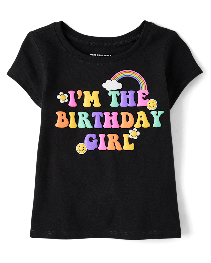 Baby And Toddler Girls Rainbow Birthday Girl Graphic Tee