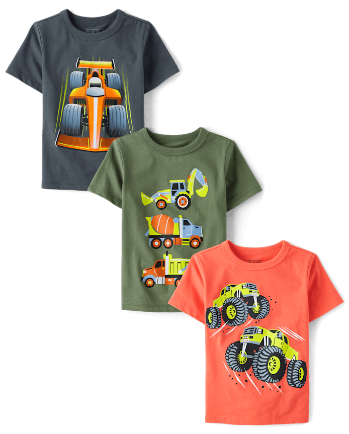 Baby And Toddler Boys Vehicle Graphic Tee 3-Pack