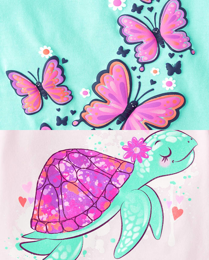 Baby And Toddler Girls Animal Graphic Tee 5-Pack